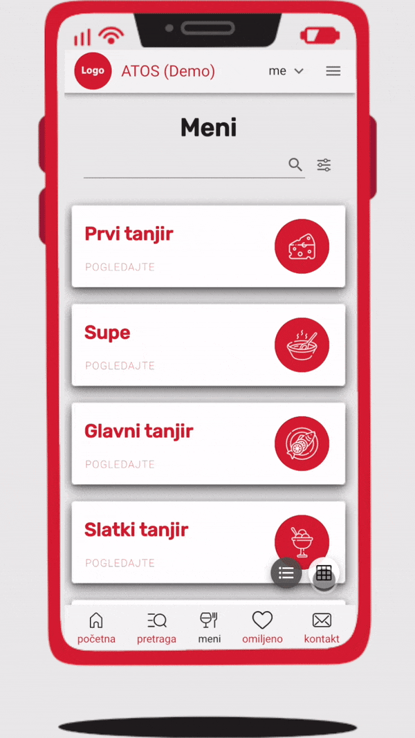 Mobilni koji pokazuje Buon App