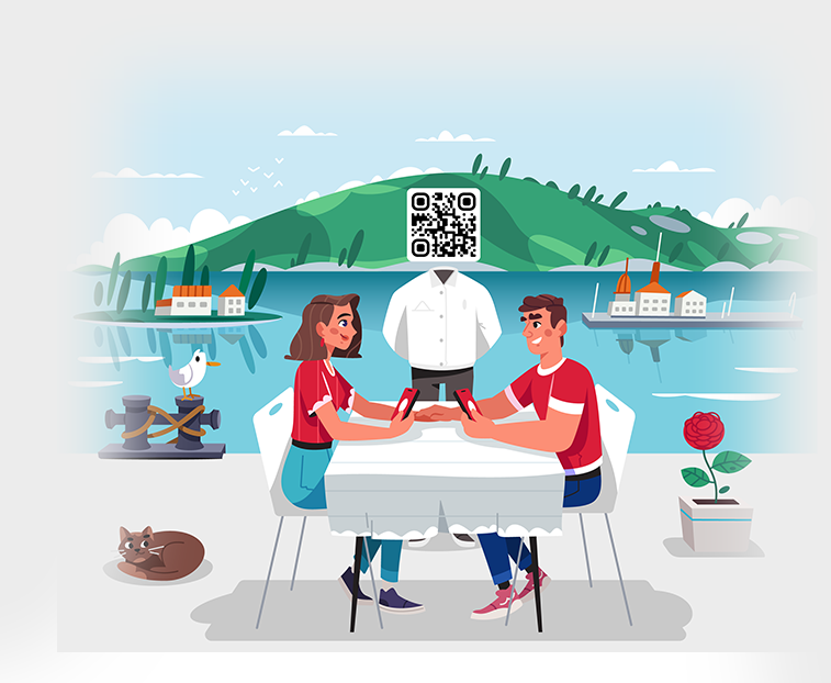 Par koji sjedi i naručuje hranu preko Buon App aplikacije